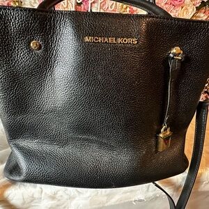 Michael Kors Black Leather Tote Bag